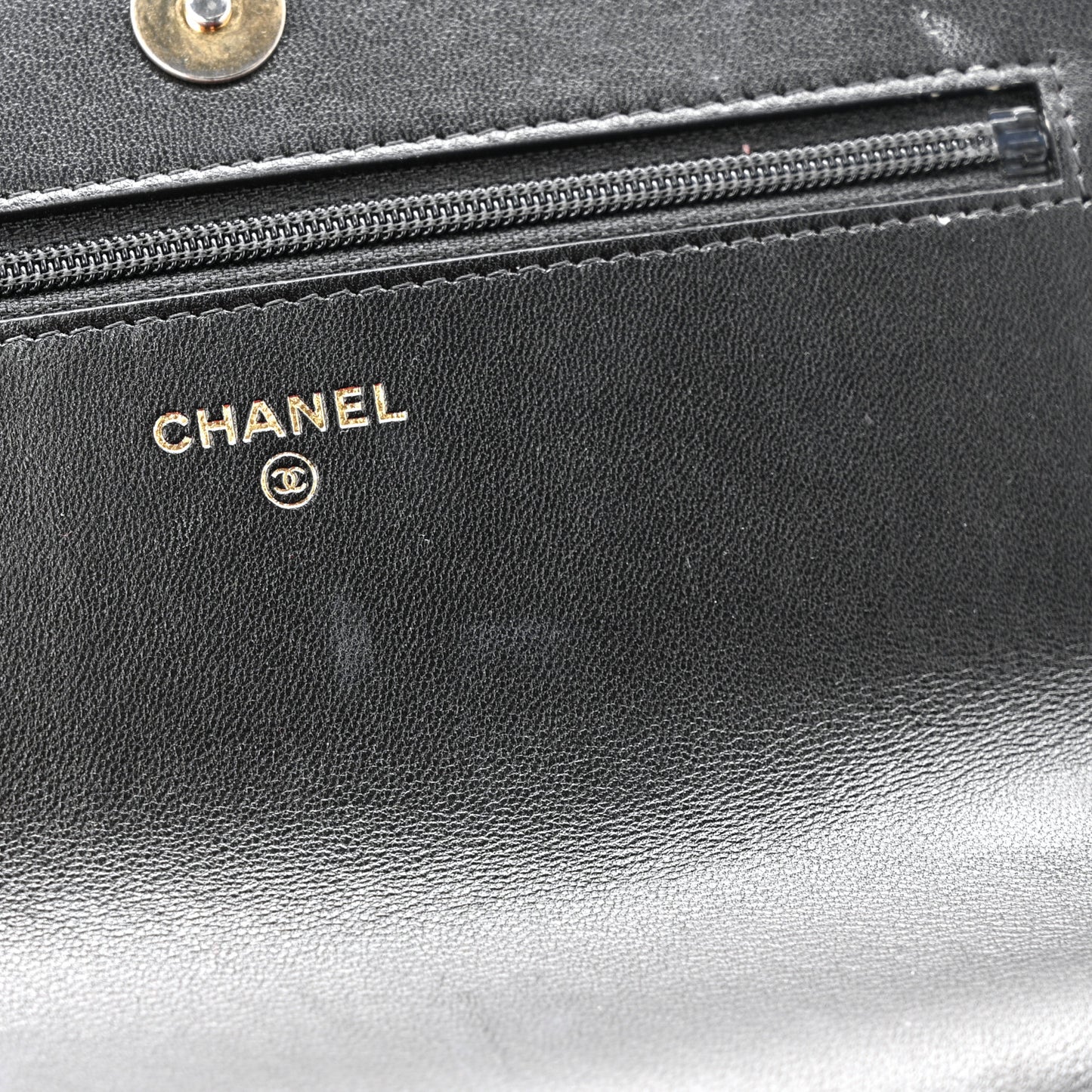 Lambskin Quilted Chanel 19 Wallet On Chain WOC Black