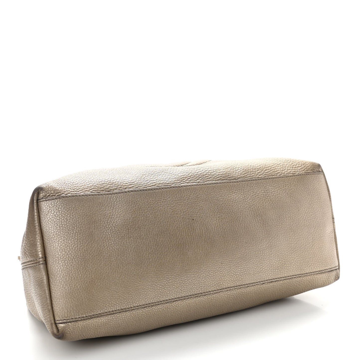 Metallic Pebbled Calfskin Medium Soho Chain Shoulder Bag Golden Beige
