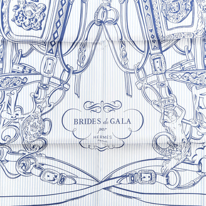 Hermes Silk Carre Eyeliner Brides De Gala Scarf 90 Bleu Vif Ciel White 3 of 3