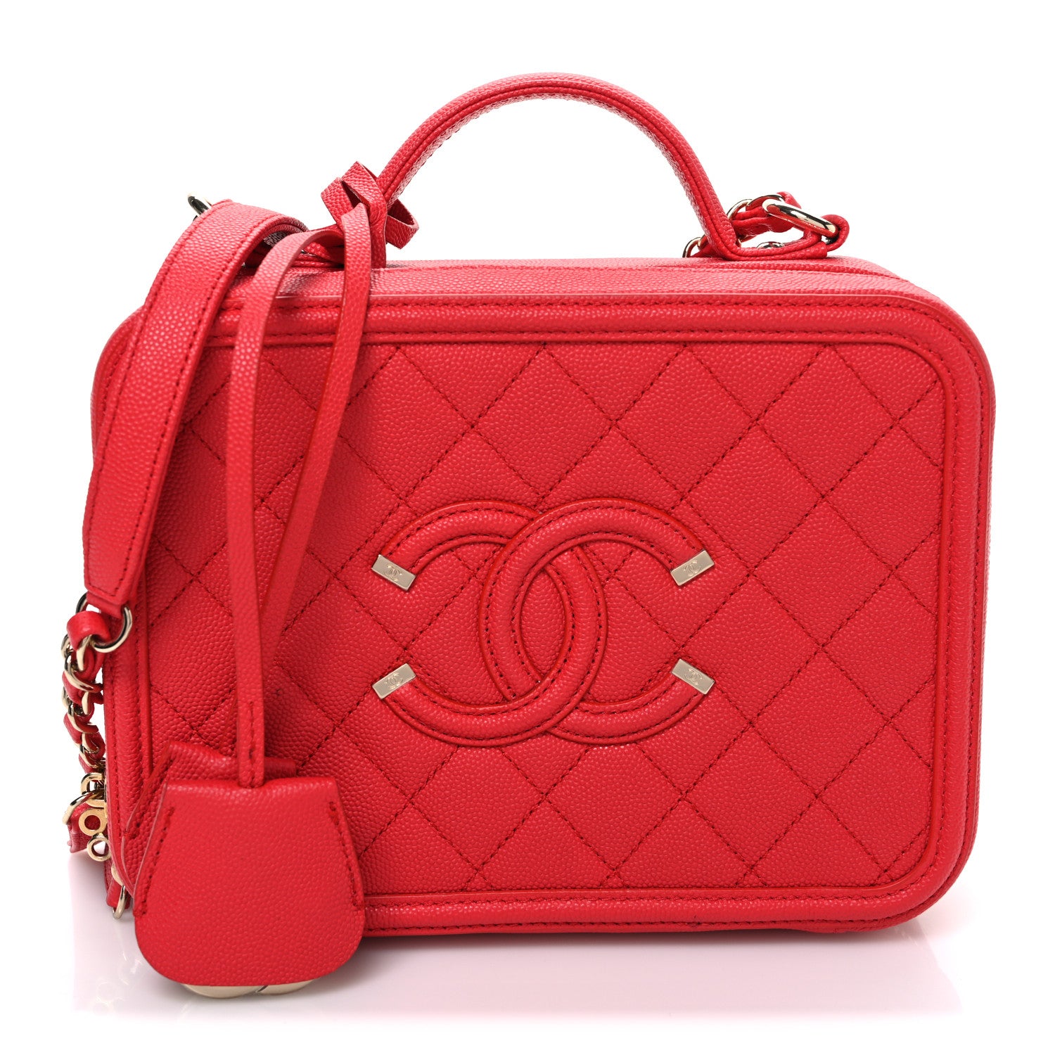 Chanel Caviar Quilted Medium CC Filigree Vanity Case Red 1 of 10
