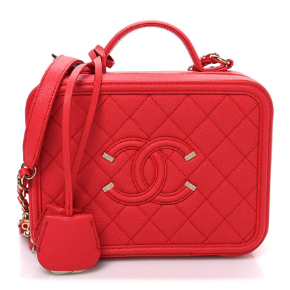 Chanel Caviar Quilted Medium CC Filigree Vanity Case Red 1 of 10
