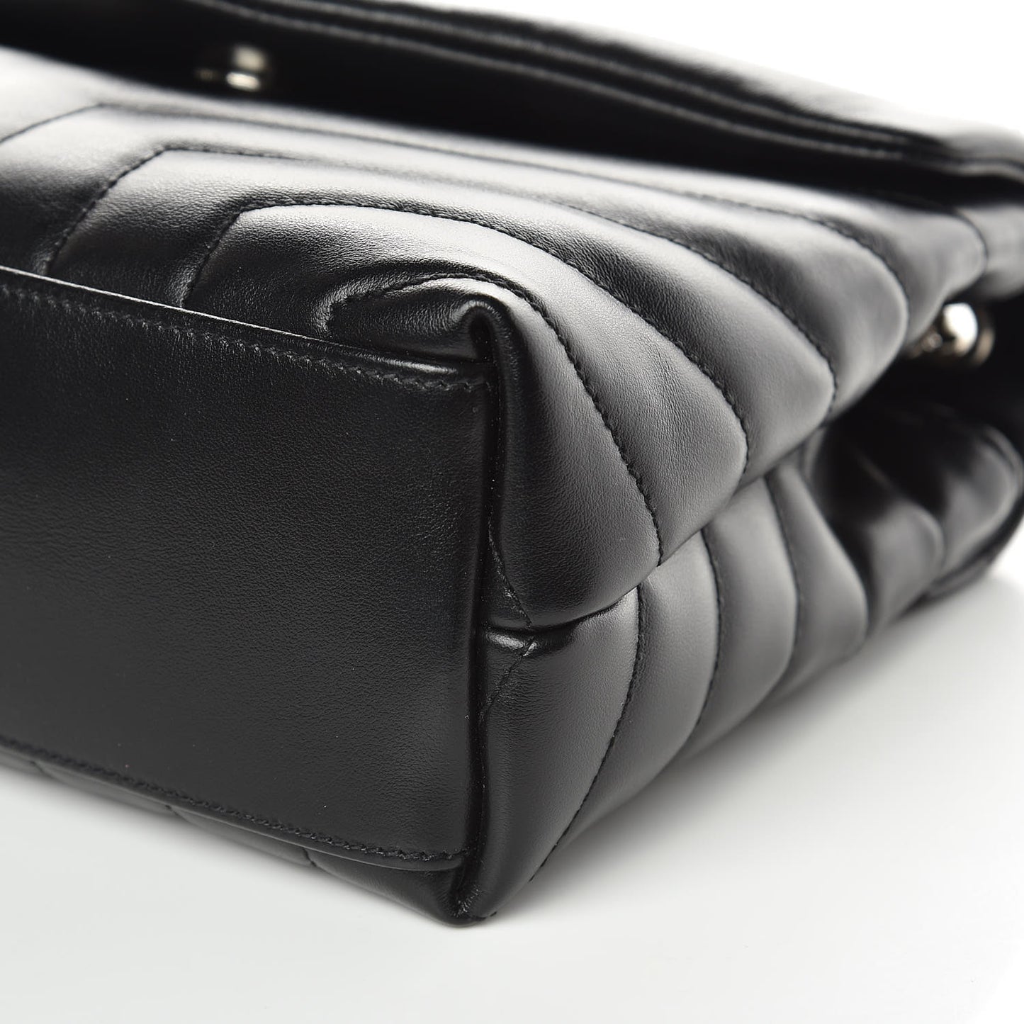 Calfskin Y Quilted Monogram Small Loulou Chain Satchel Black
