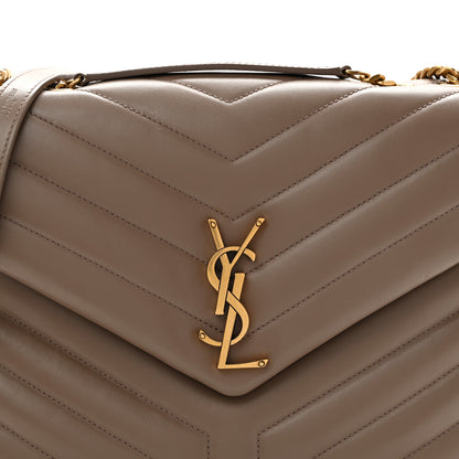 Saint Laurent Calfskin Y Quilted Monogram Medium Loulou Chain Satchel Dark Beige 8 of 11