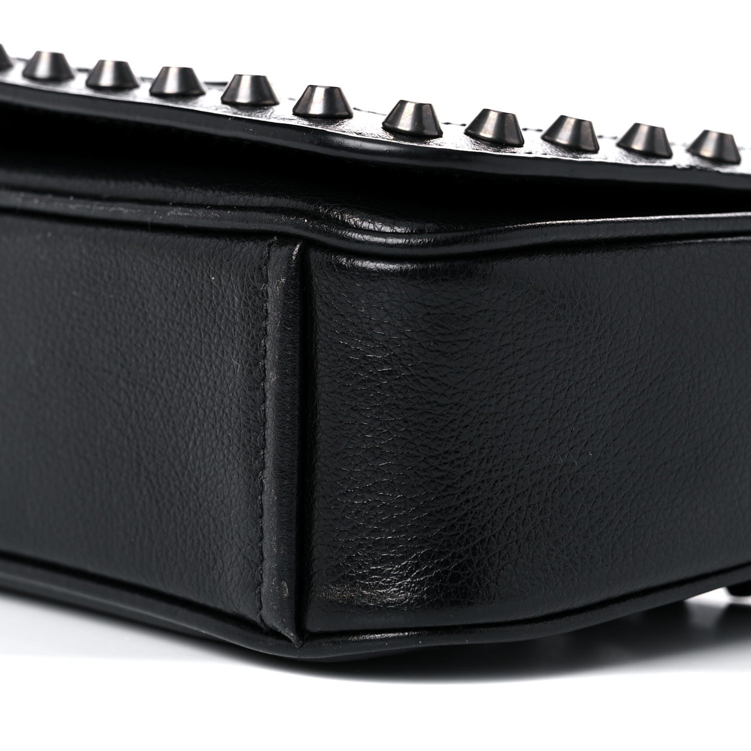 Prada Glace Calfskin Studded Crossbody Black 9 of 18
