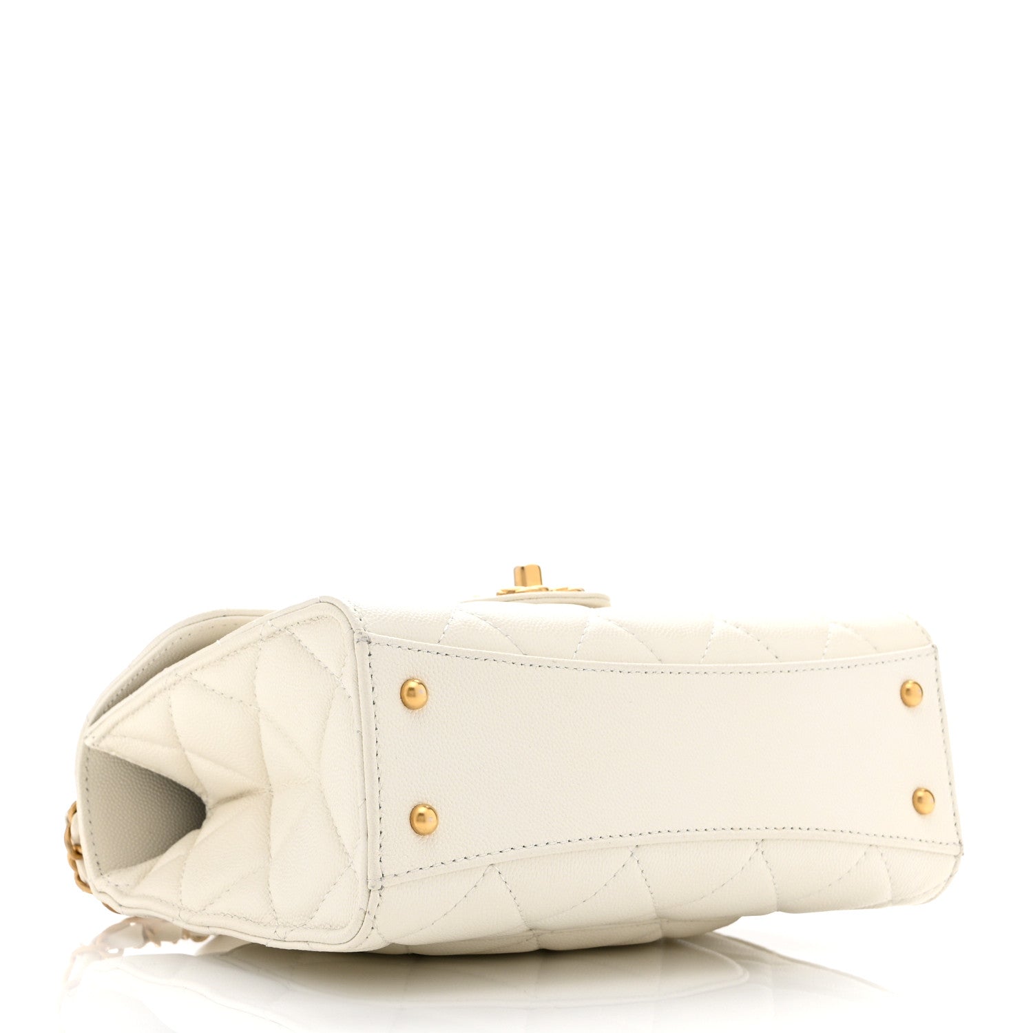Chanel Shiny Caviar Quilted Small Top Handle Flap White 4 of 10