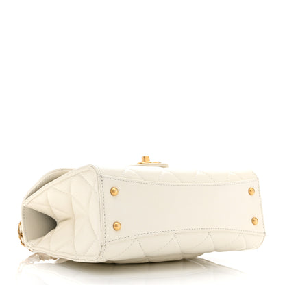 Chanel Shiny Caviar Quilted Small Top Handle Flap White 4 of 10
