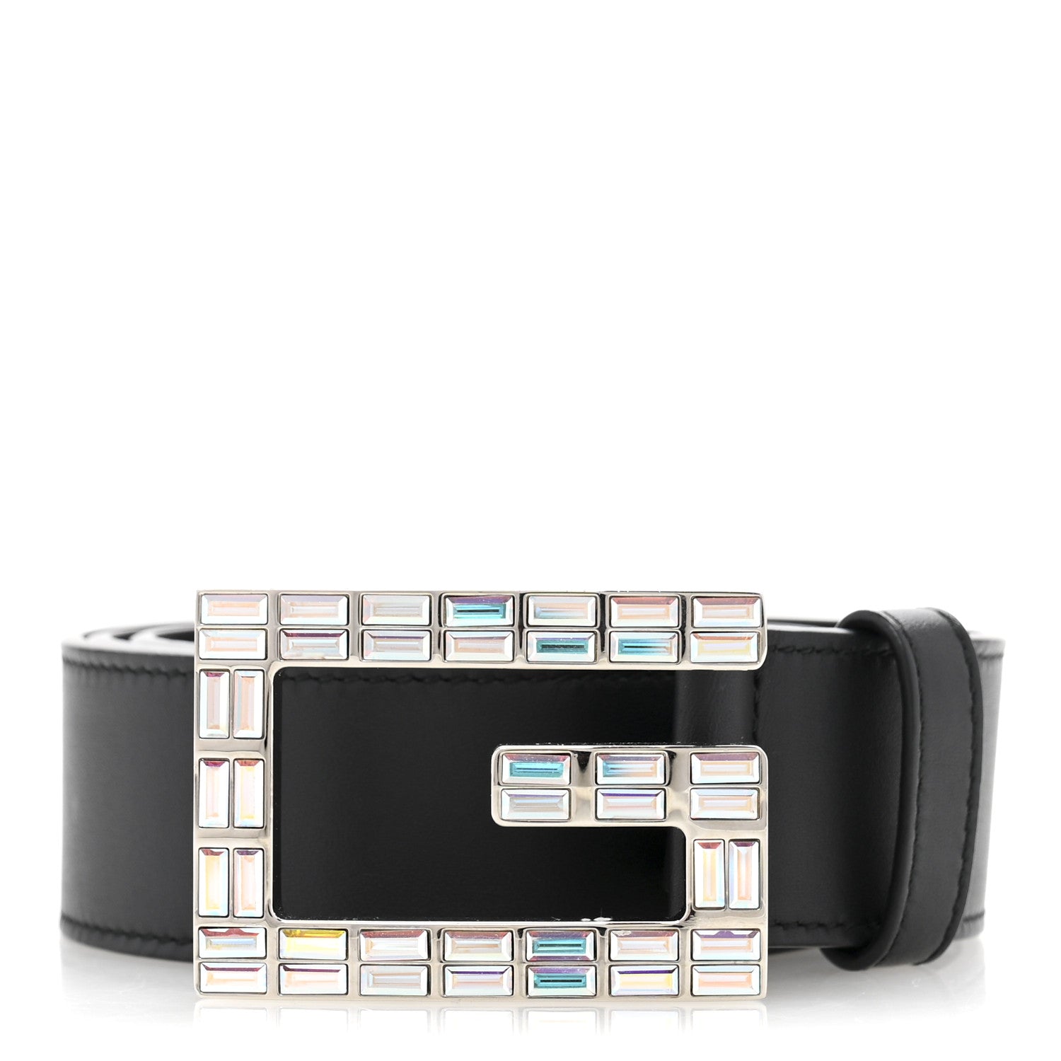 Gucci Calfskin Crystal Square G Madelyn Belt 90 36 Black 1 of 7