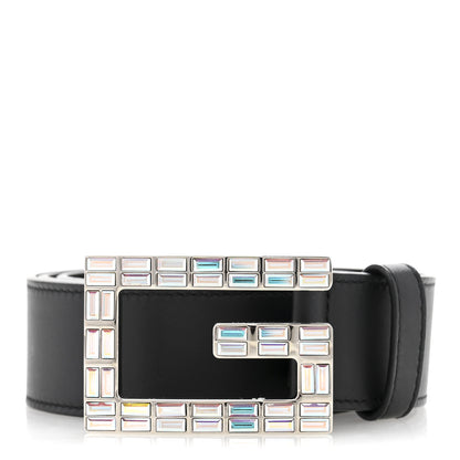 Gucci Calfskin Crystal Square G Madelyn Belt 90 36 Black 1 of 7