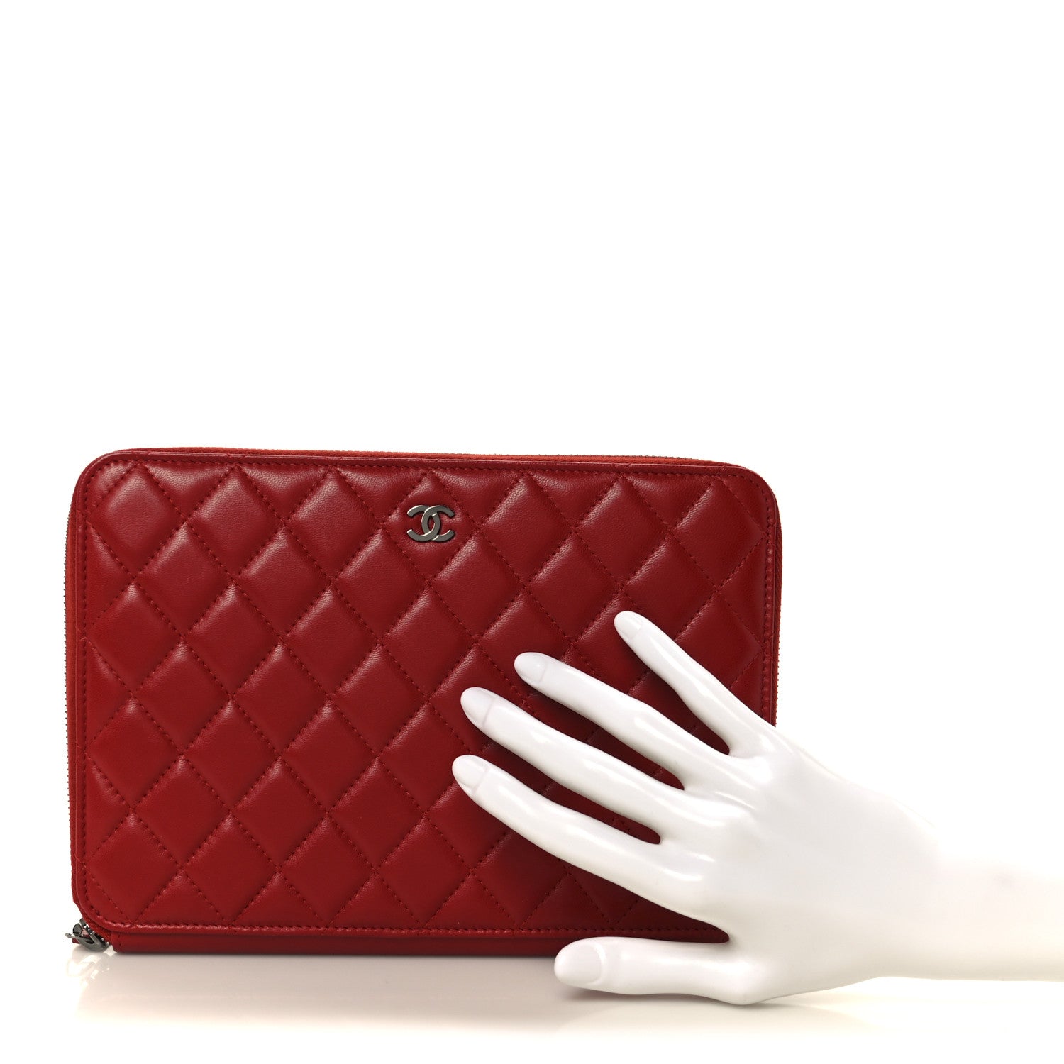 Chanel Lambskin Quilted Travel Case Red 2 of 10