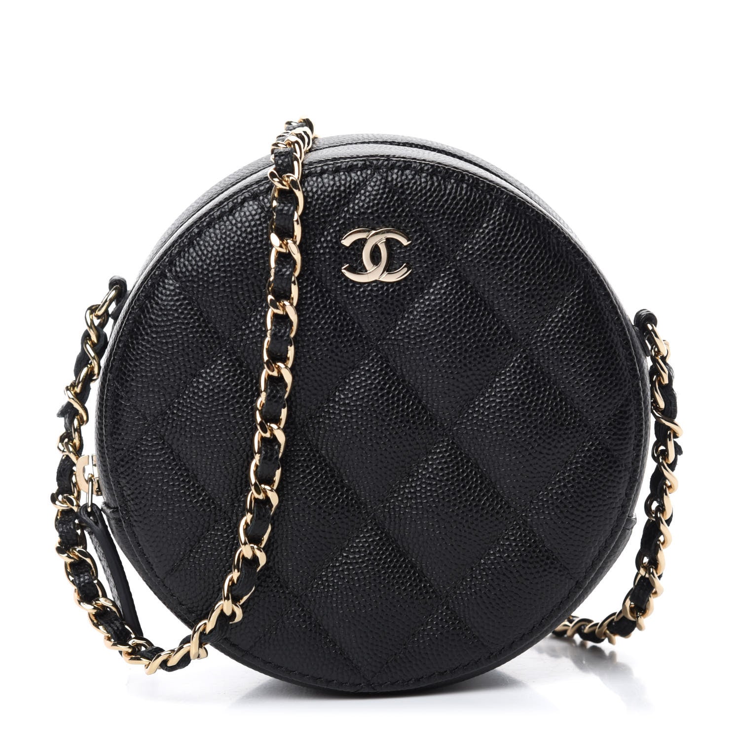 Chanel Caviar Quilted Round Clutch With Chain Black 1 of 12