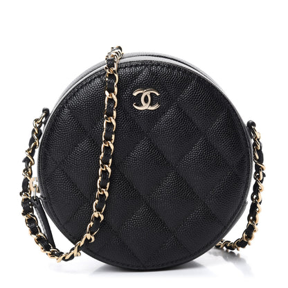 Chanel Caviar Quilted Round Clutch With Chain Black 1 of 12
