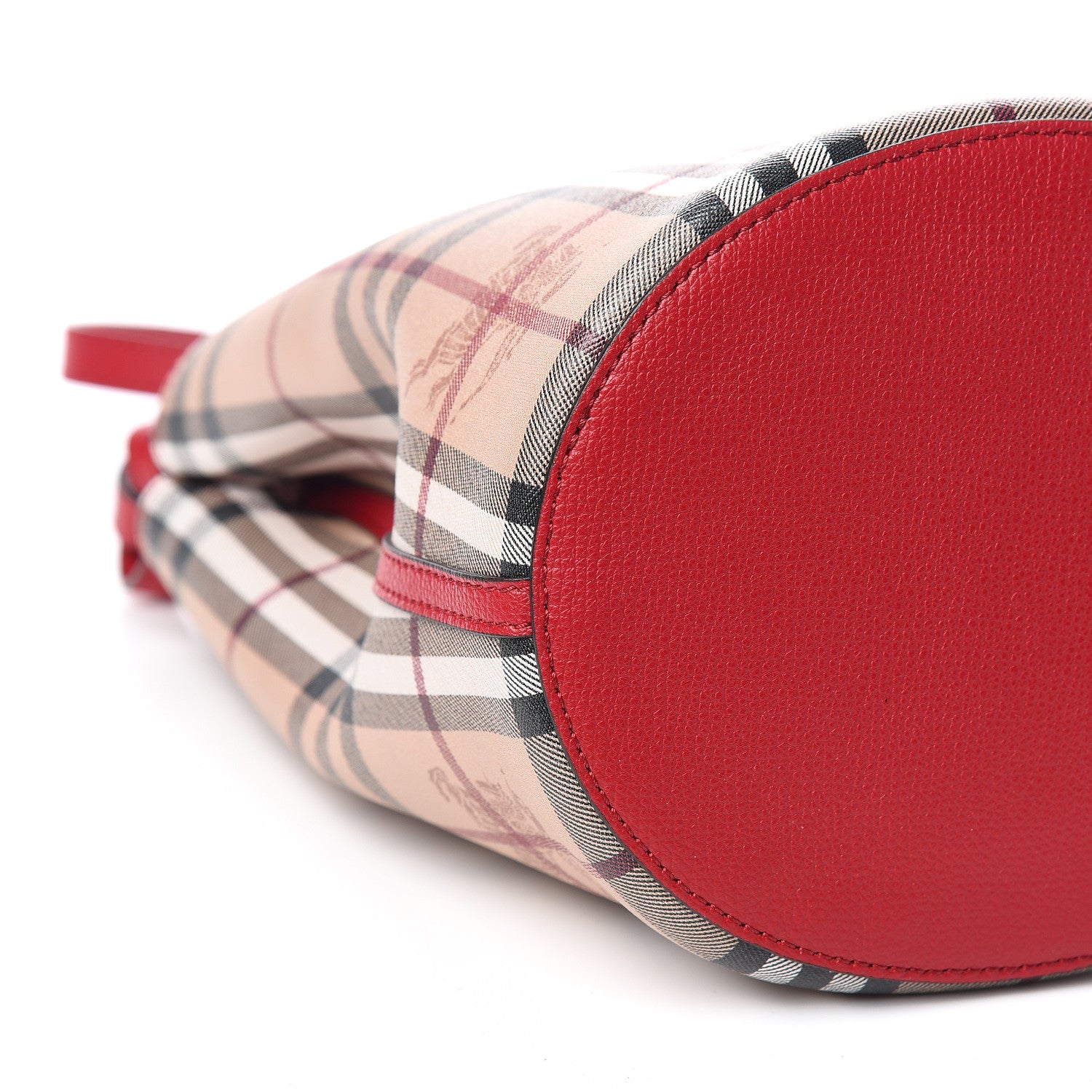 Burberry Haymarket Check Colours Small Lorne Bucket Crossbody Red 7 of 9