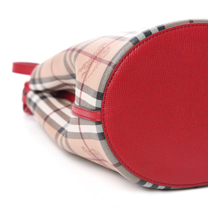 Burberry Haymarket Check Colours Small Lorne Bucket Crossbody Red 7 of 9
