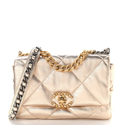 Chanel Metallic Lambskin Quilted Medium Chanel 19 Flap Gold 1 of 8