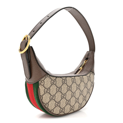 Gucci GG Supreme Monogram Textured Dollar Calfskin Web Mini Ophidia Bag Beige Ebony New Acero 3 of 10