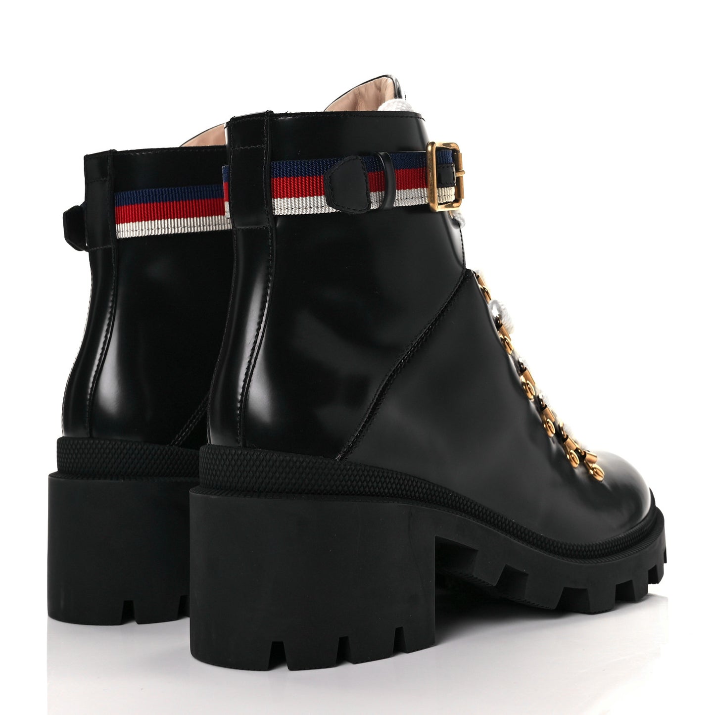 Calfskin Sylvie Web Womens Lace Up Combat Boots 39 Black