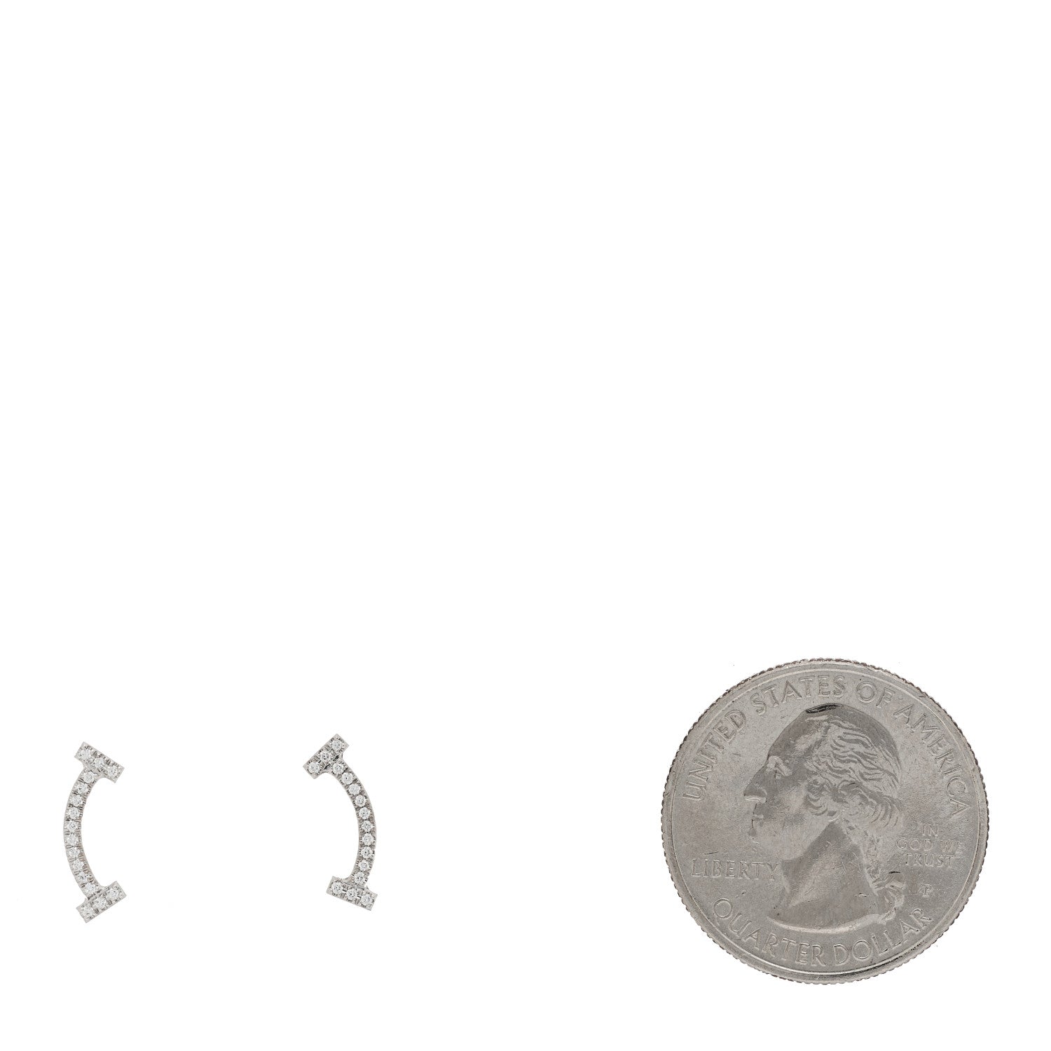 Tiffany 18K White Gold Diamond T Smile Earrings 2 of 4