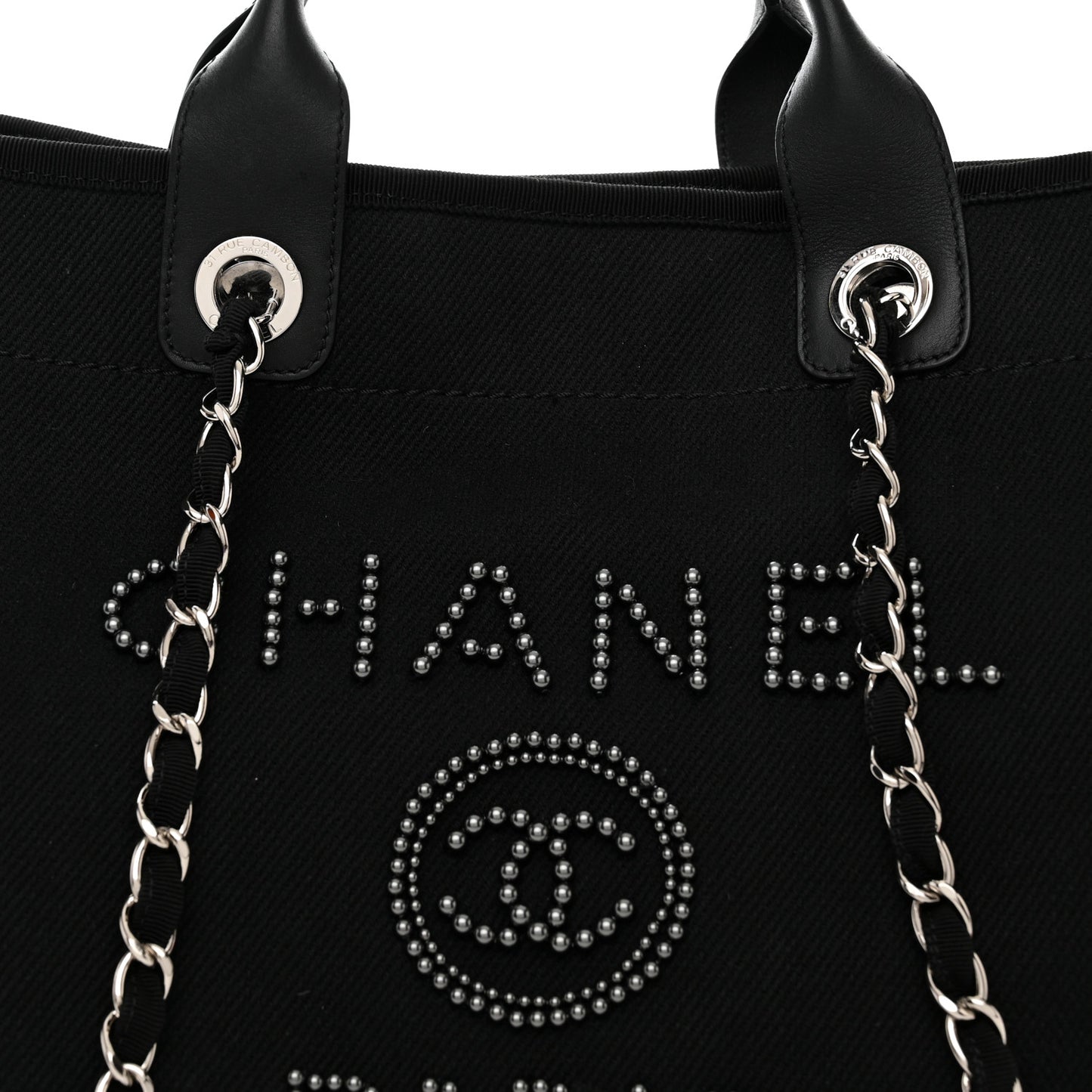 Canvas Pearl Medium Deauville Tote Black