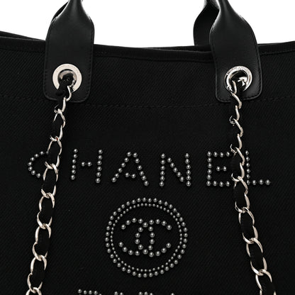 Chanel Canvas Pearl Medium Deauville Tote Black 8 of 11