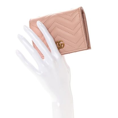 Gucci Calfskin Matelasse GG Marmont Card Case Wallet Perfect Pink 2 of 8