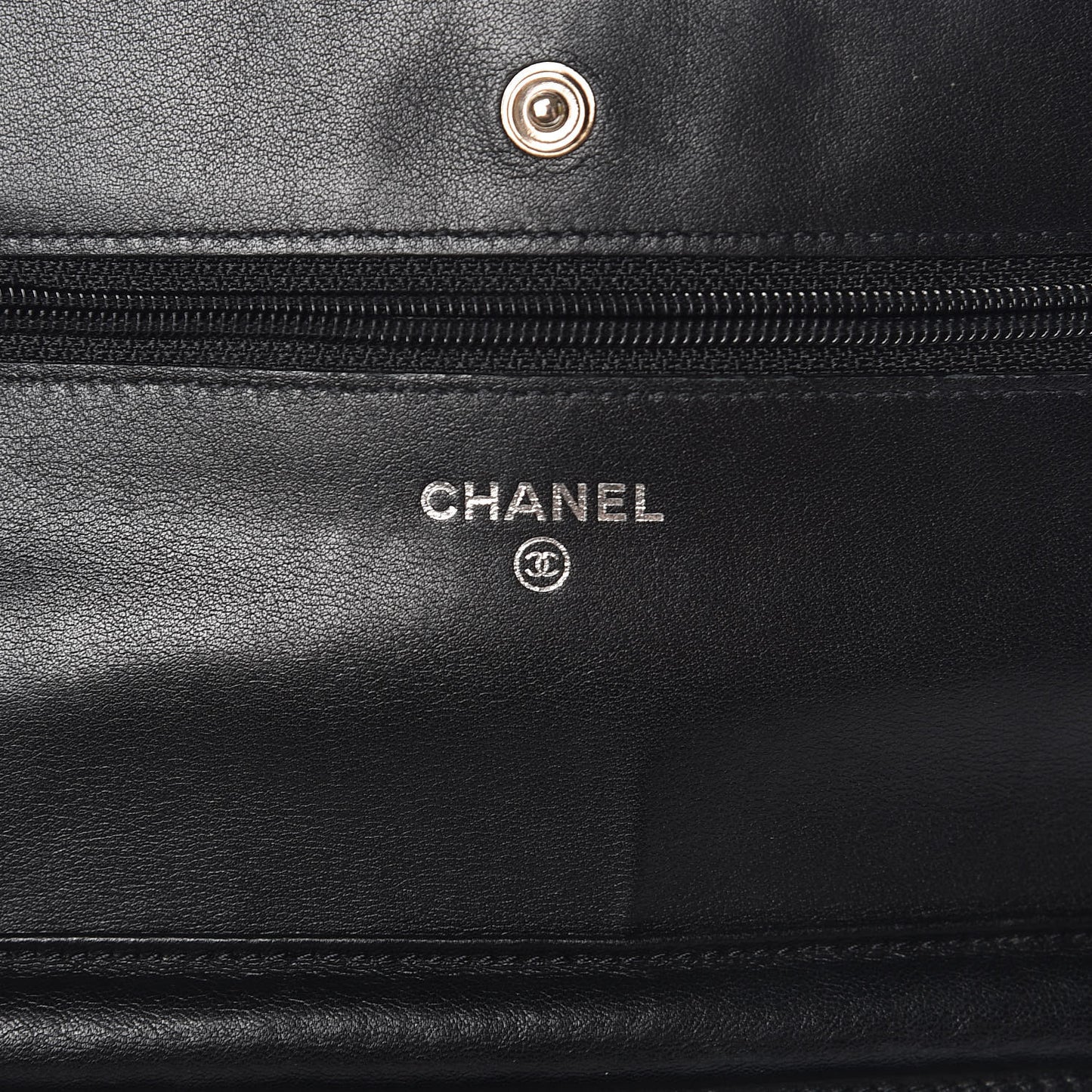 Distressed Patent Calfskin Quilted Reissue Wallet On Chain WOC Black
