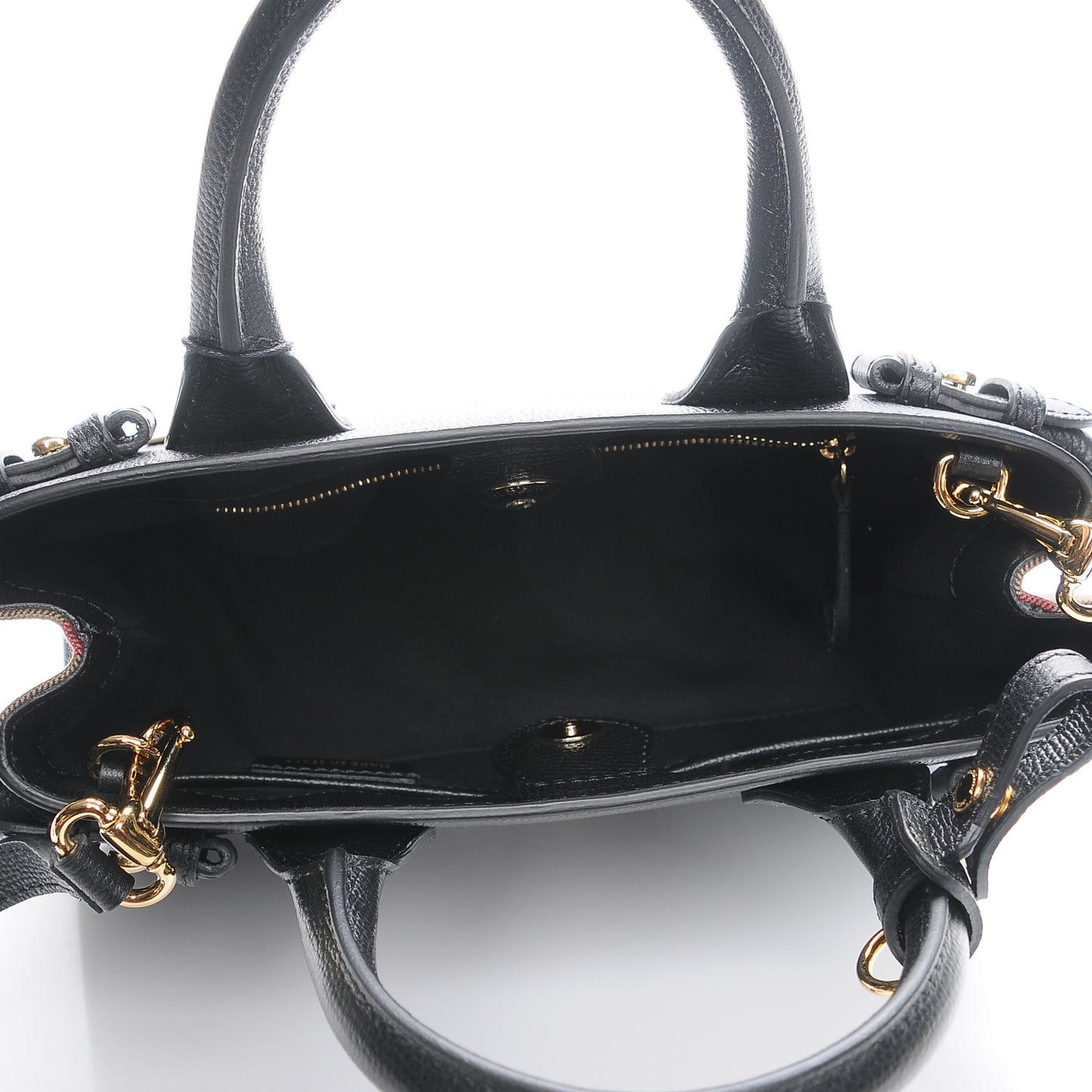 Derby Calfskin House Check Small Banner Tote Black