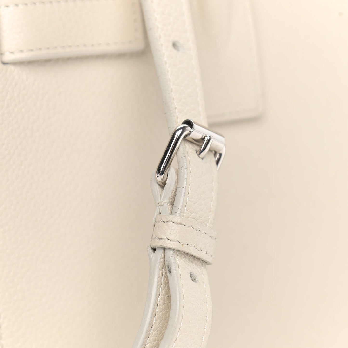 Grained Calfskin Baby Sac De Jour White