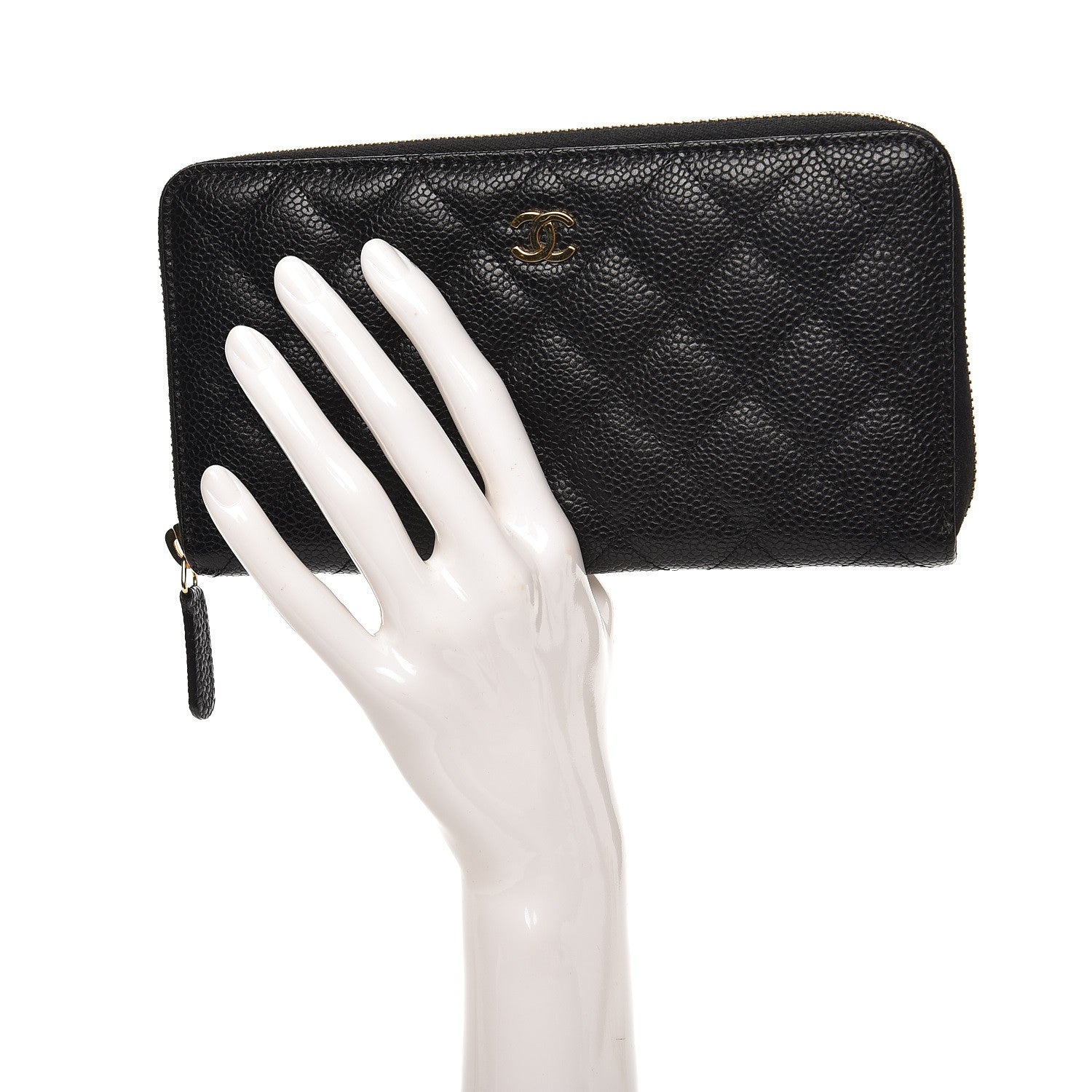 Chanel Caviar Quilted Large Gusset Zip Around Wallet Black 2 of 8