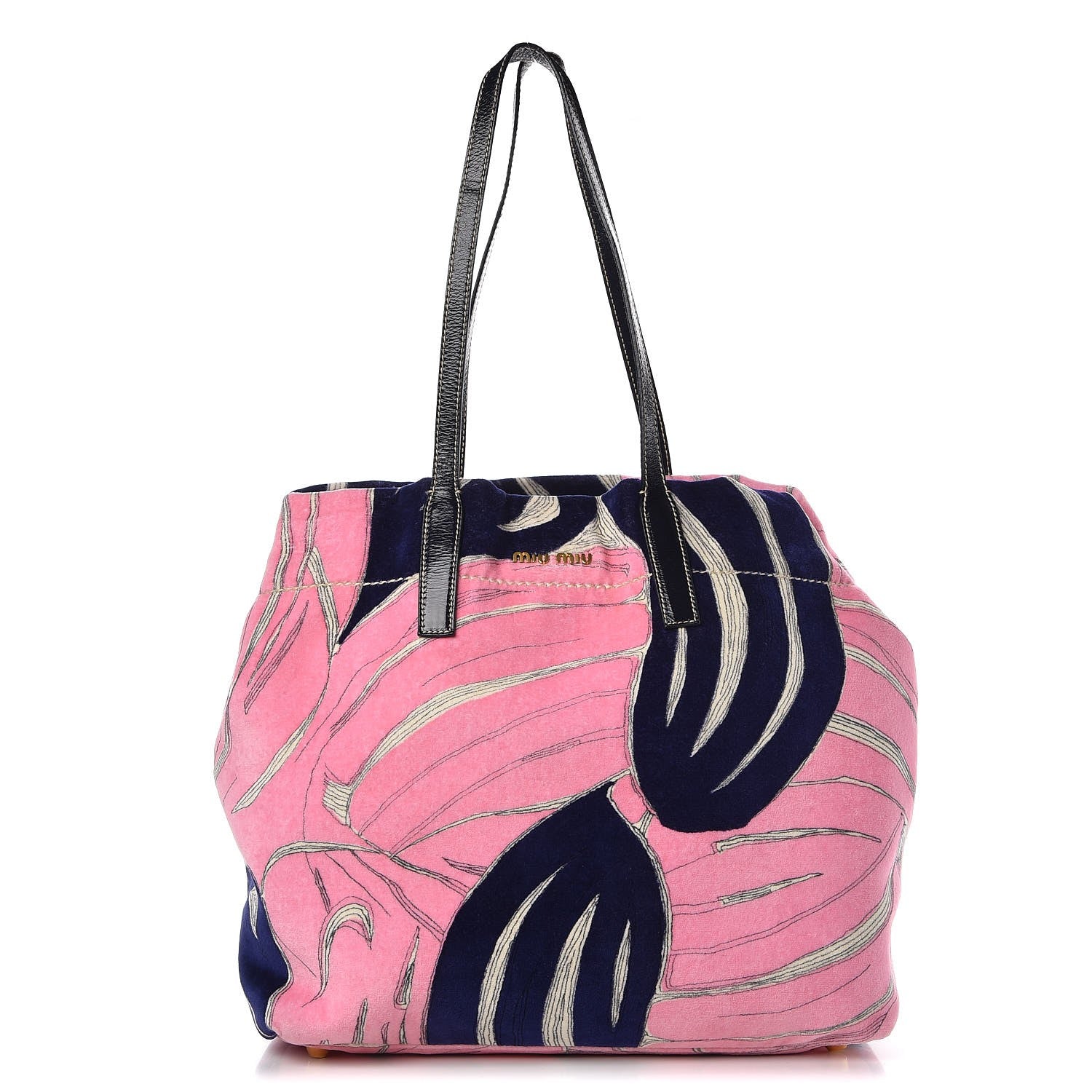 Miu Miu Velour Floral Tote Pink 1 of 9