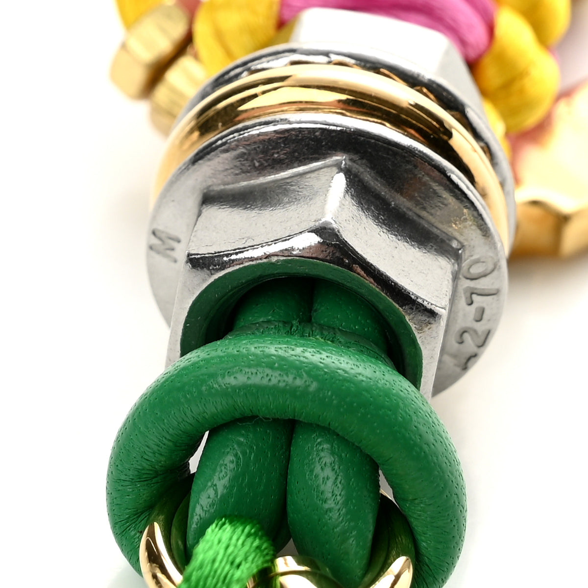 Metal Lambskin Robot Bag Charm Multicolor