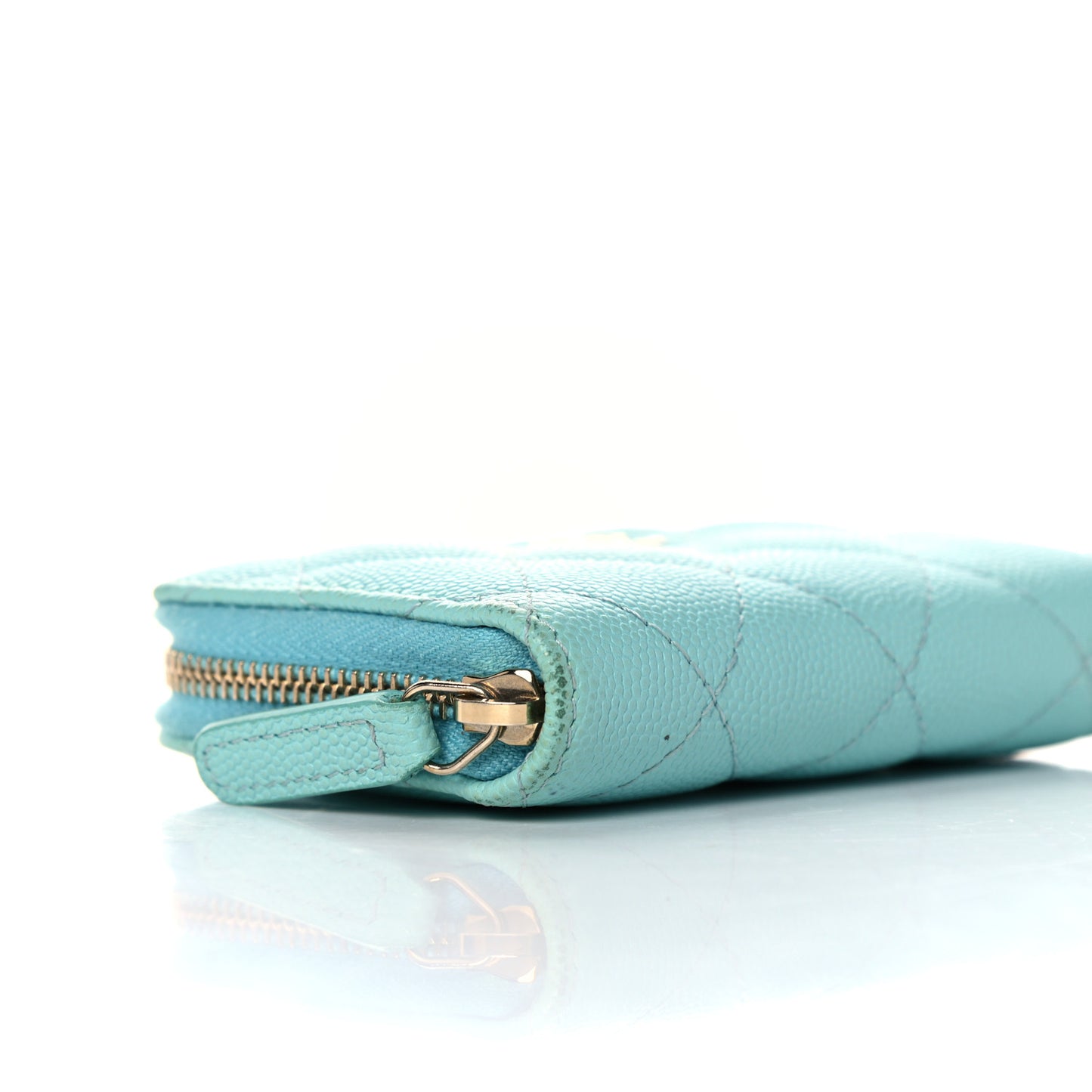 Caviar Quilted Zip Coin Purse Light Blue