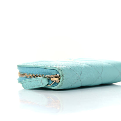 Chanel Caviar Quilted Zip Coin Purse Light Blue 11 of 19