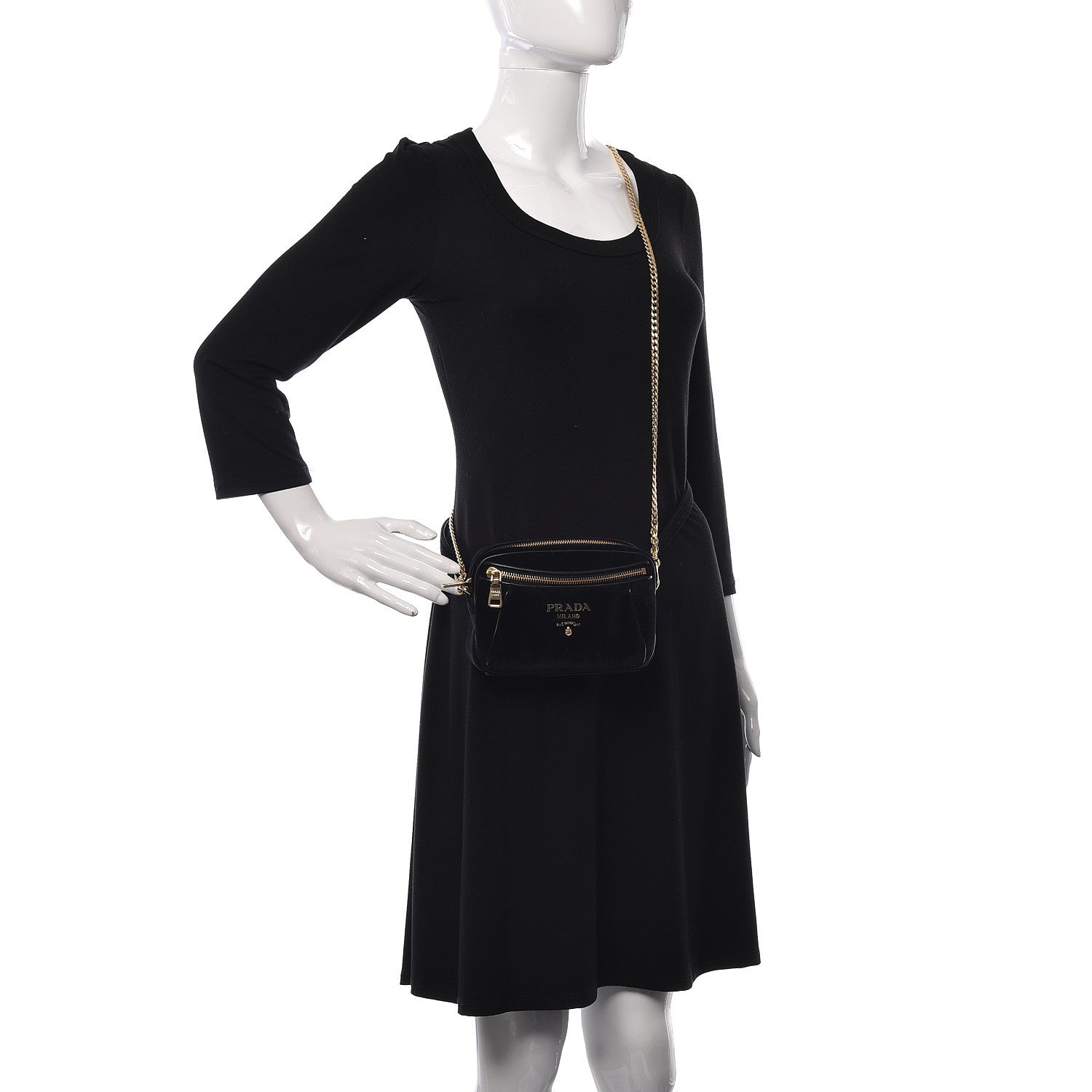 Prada Velluto Belt Bag Black 2 of 9