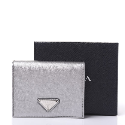 Prada Saffiano Compact Wallet Cromo 9 of 9