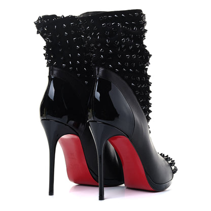 Christian Louboutin Calfskin Suede Patent Spike Wars 120 Ankle Booties 38 Black 3 of 5