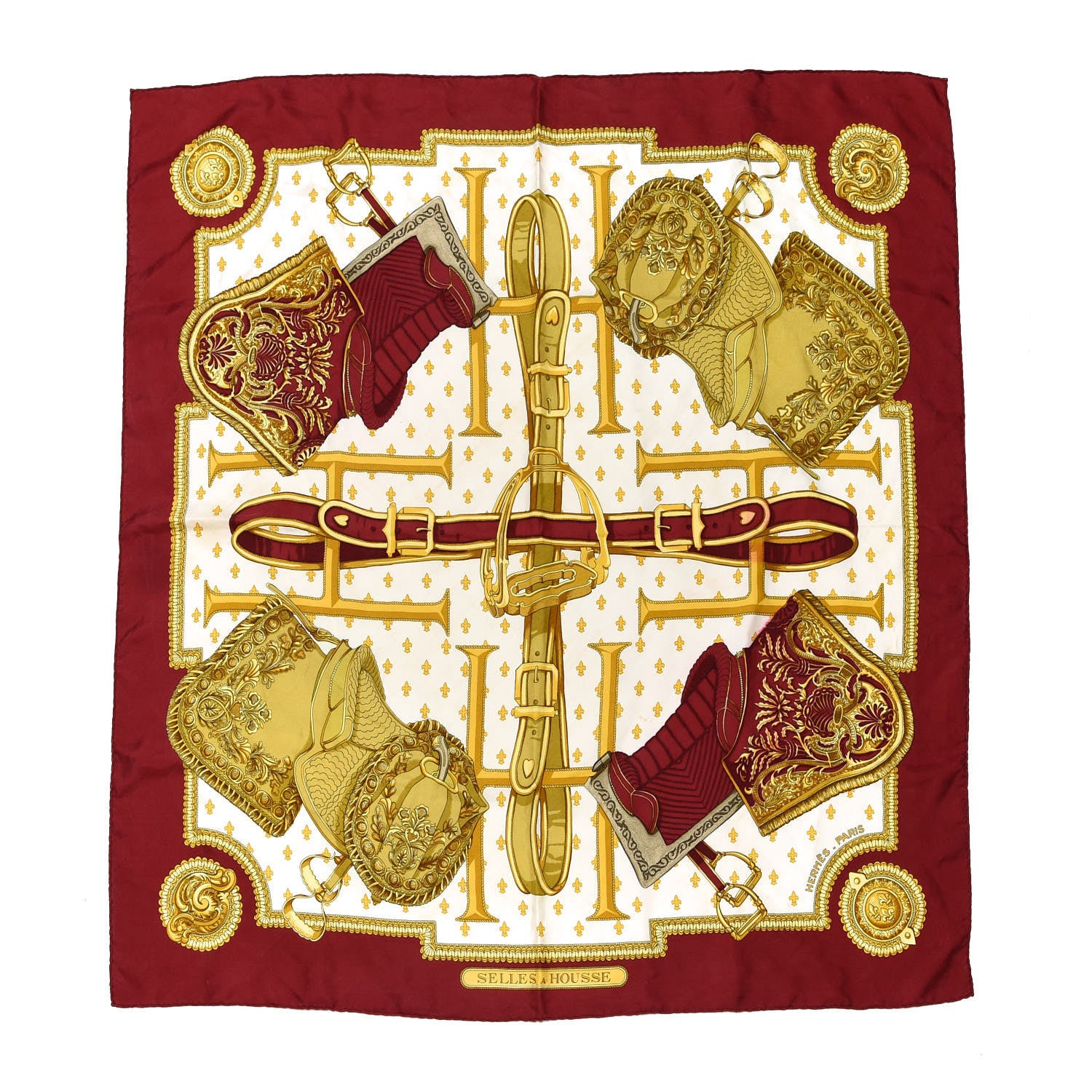 Hermes Silk Selles A Housse Scarf 90 1 of 4