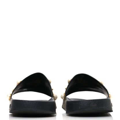 Gucci GG Supreme Monogram Pearls Slide Sandals 38 Beige 6 of 11