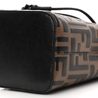 Fendi Vitello Liberty F is Fendi Bi-Color FF 1974 Embossed Mini Mon Tresor Bucket Bag Maya Black 10 of 11