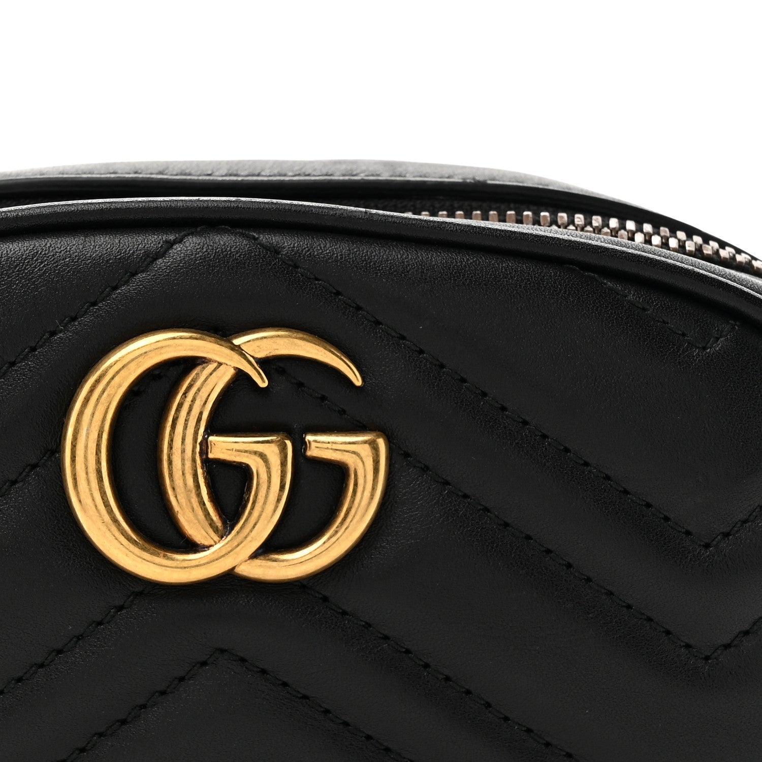 Gucci Calfskin Matelasse GG Marmont Belt Bag 85 34 Black 8 of 11