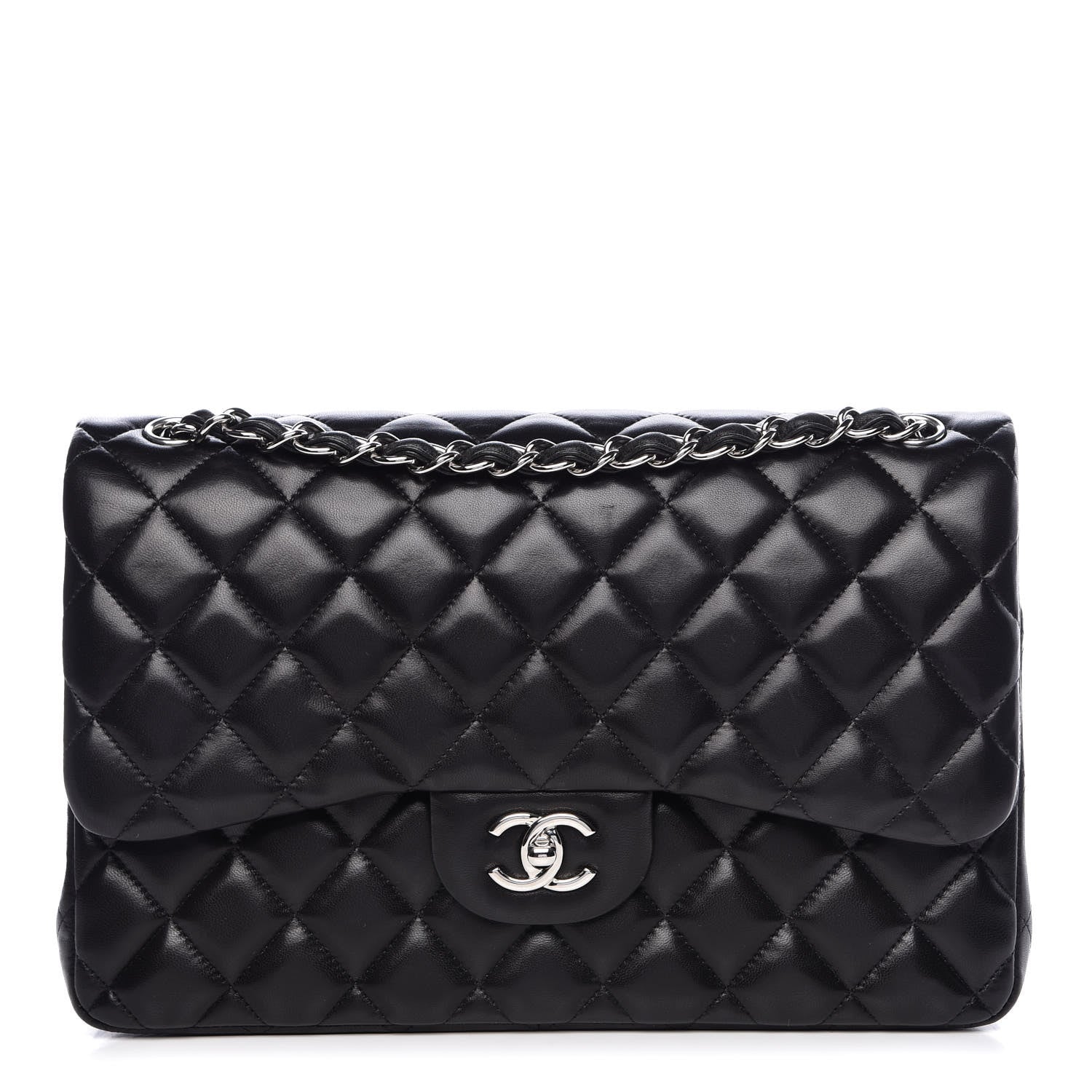 Chanel Lambskin Quilted Jumbo Double Flap Black 1 of 10