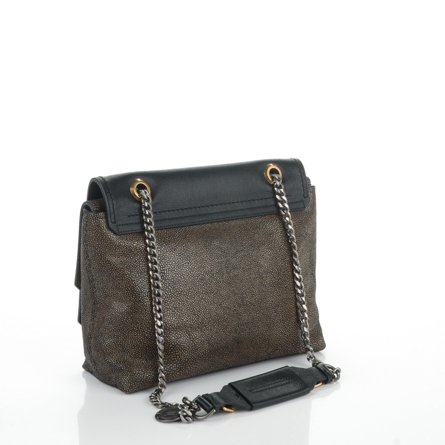 Lanvin Calfskin Galuchat Medium Happy Shoulder Bag Anthracite 3 of 7