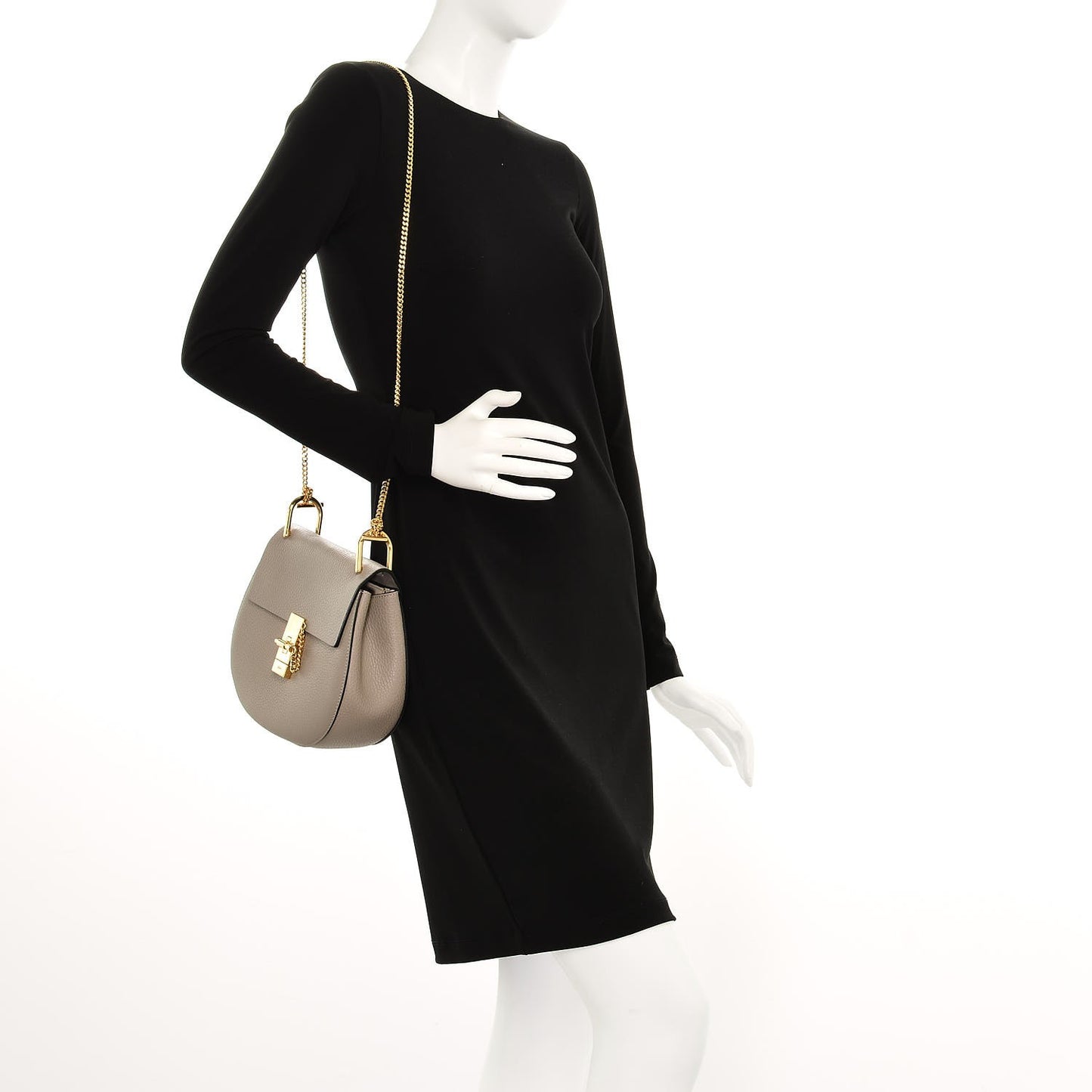 Grained Lambskin Drew Shoulder Bag Motty Grey