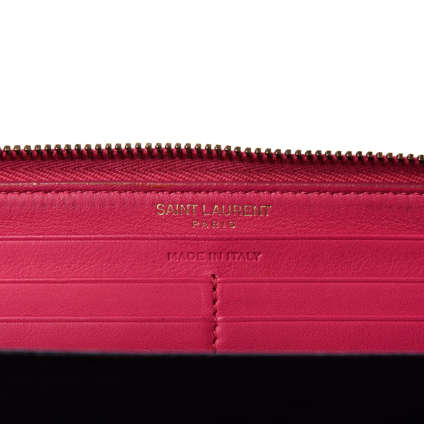 Calfskin Classic Y Ligne Zip Around Wallet Fuchsia