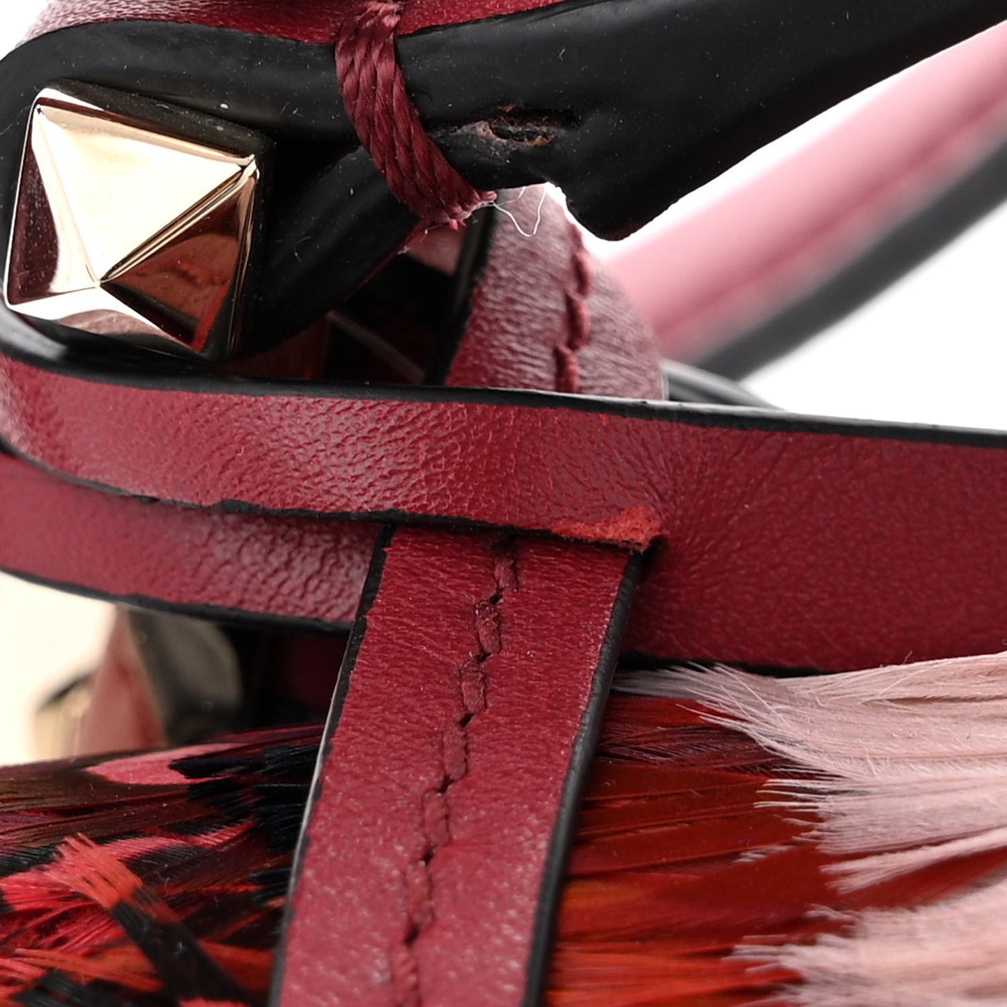 Calfskin Piper Feather Joylock Flap Messenger Bag Red