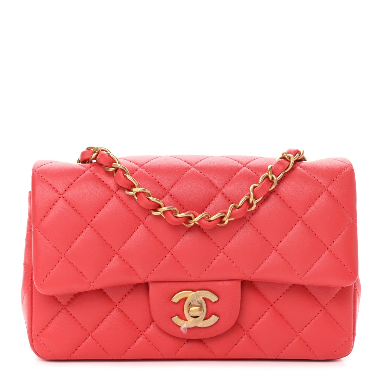 Lambskin Quilted Mini Rectangular Flap Red