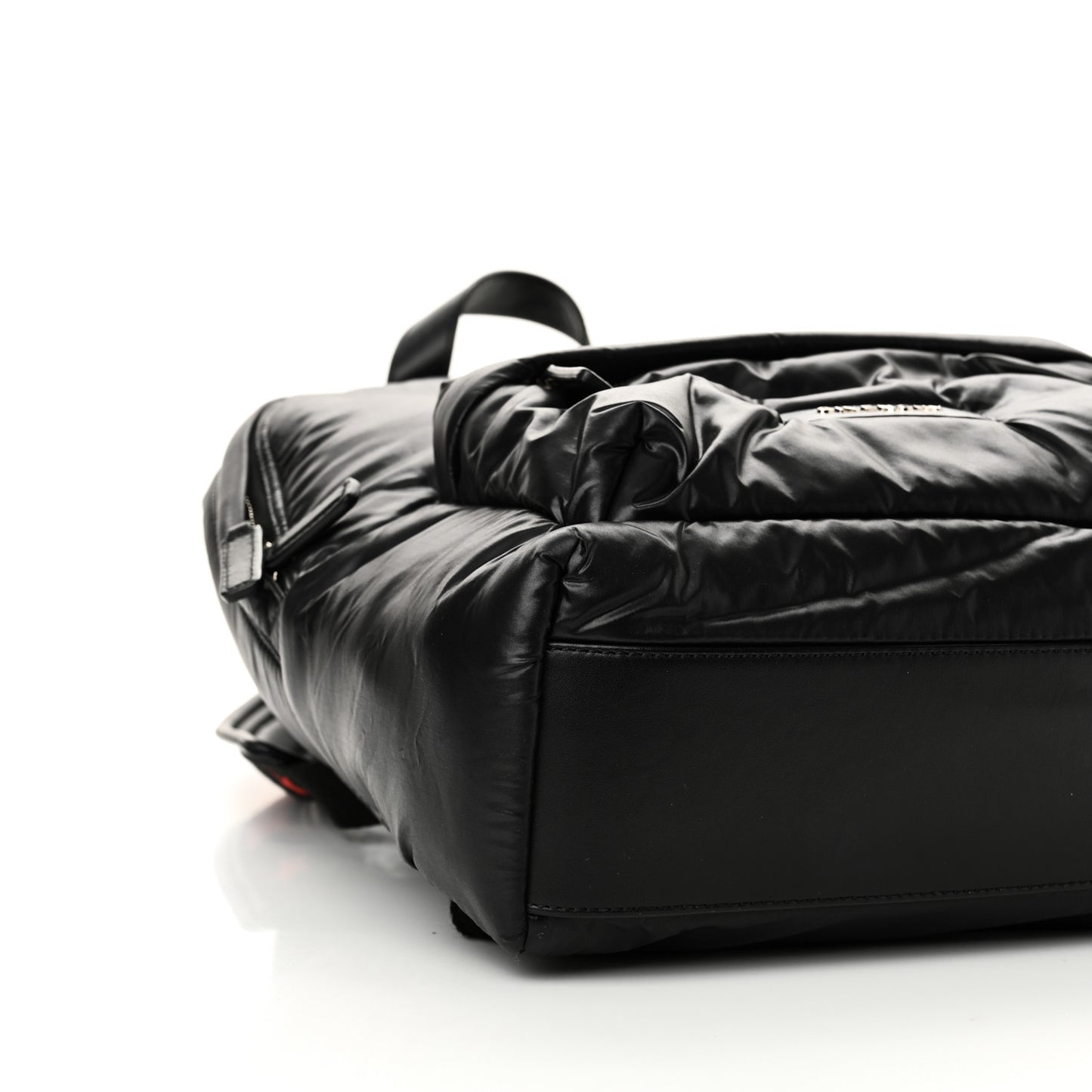 Padded Nylon Small Backpack Black Red