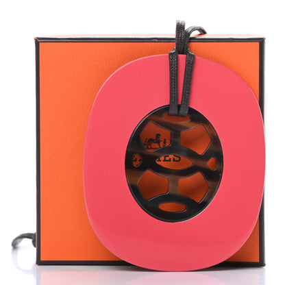 Hermes Buffalo Horn Lacquer Lift Necklace Rose Bubble Gum 6 of 6