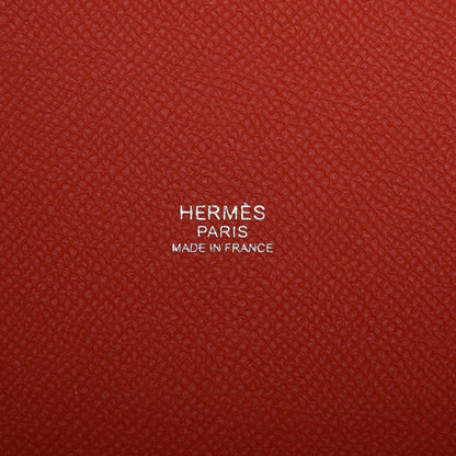 Hermes Epsom Tressage De Cuir Picotin Lock 22 MM Capucine Celeste Rouge H 6 of 8