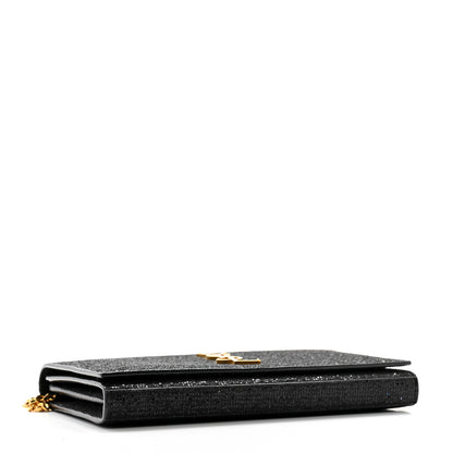 Saint Laurent Glitter Monogram Chain Wallet Black 4 of 11