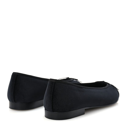 Chanel Corduroy Grosgrain CC Cap Toe Ballerina Flats 39.5 Black 5 of 10